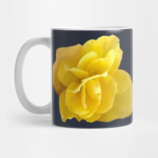 Yellow Double Begonia Close-up on Navy Background Mug
